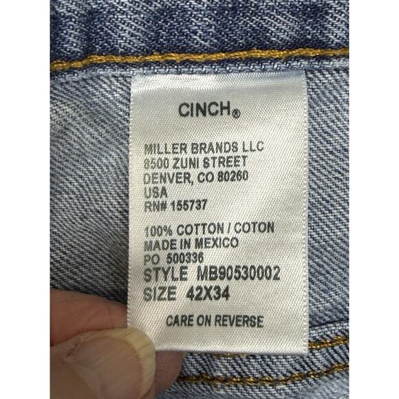 Cinch Jeans Men's Size 42 x 34 Denim 5 Pocket Western Work Jeans Distressed - Picture 7 of 16